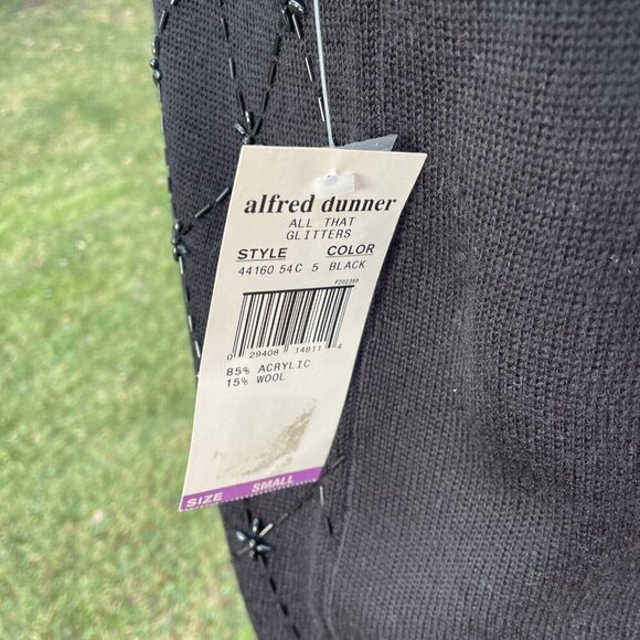 Alfred Dunner Womens Black Knit Vest W/ Button Front & Embellished Diamond Desig - Picture 5 of 6
